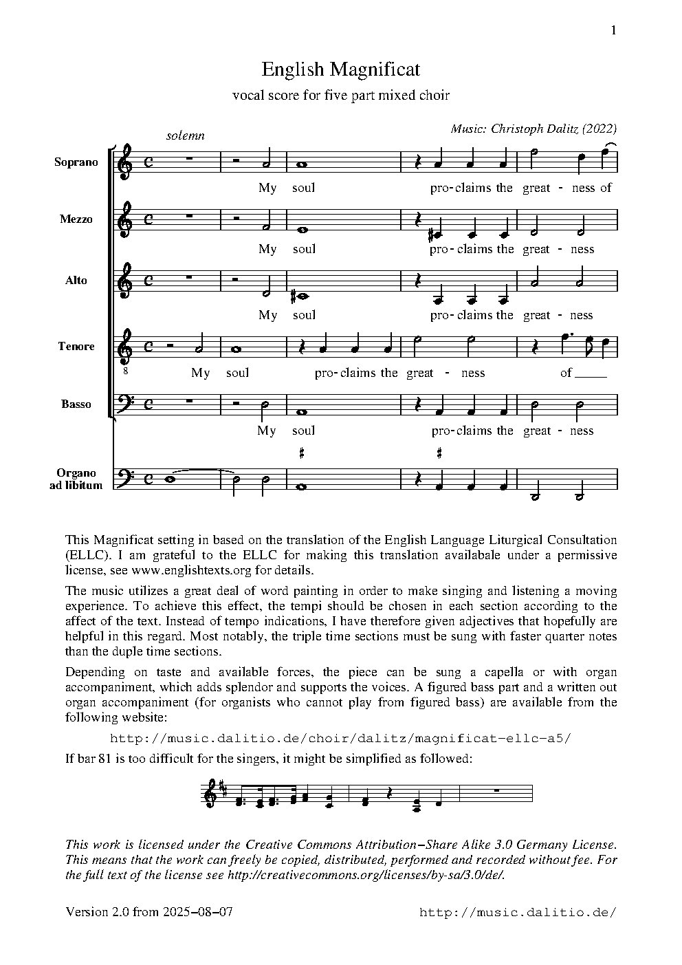 English Magnificat - Choir Script PDF Thumbnail