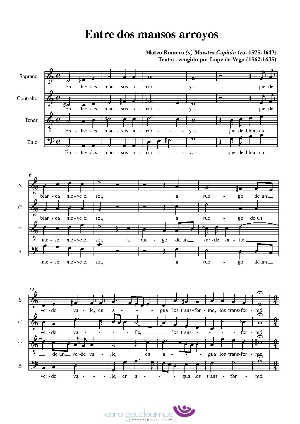 Entre dos mansos arroyos - Choir Script PDF Thumbnail