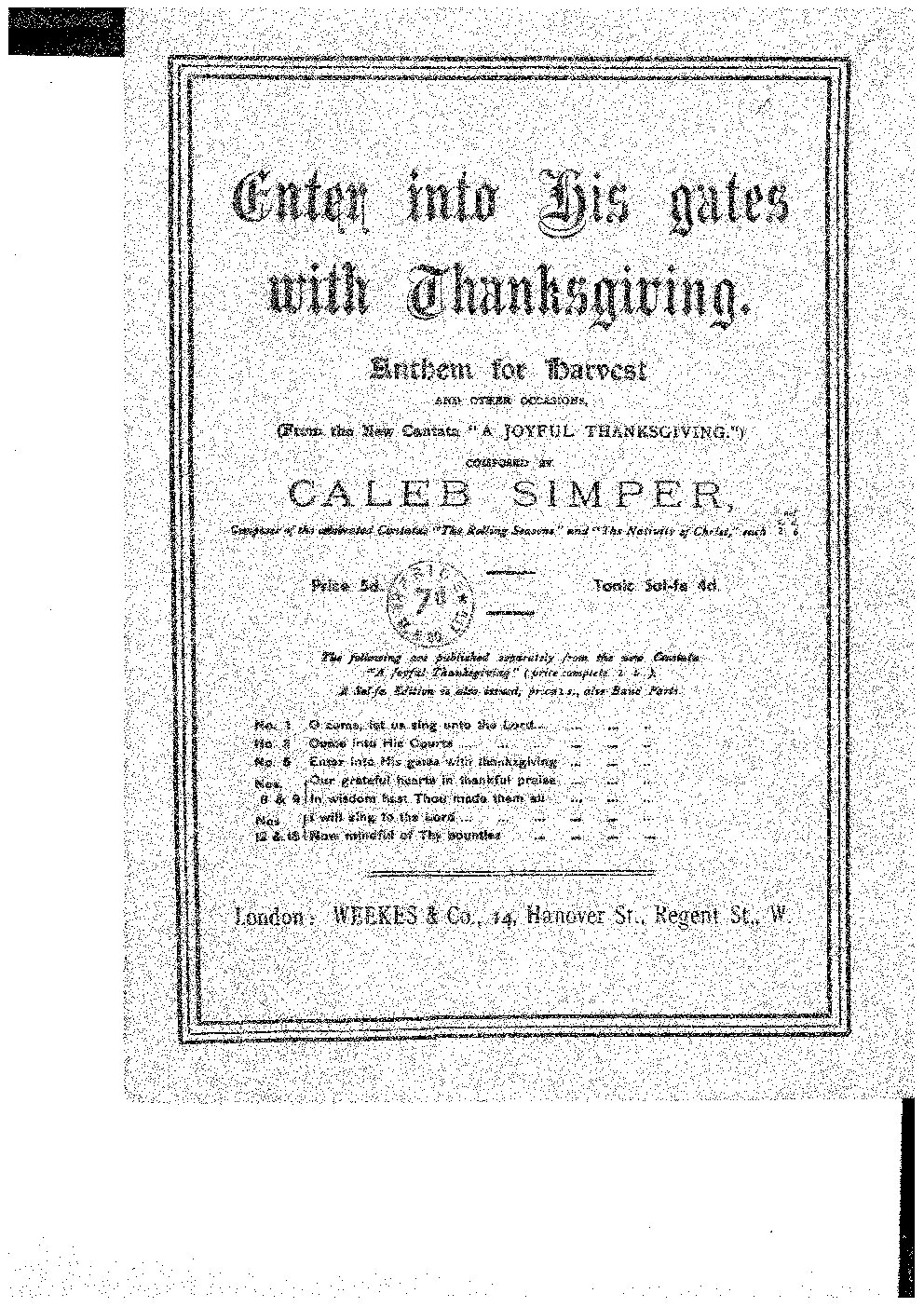 Enter Into His Gates With Thanksgiving
