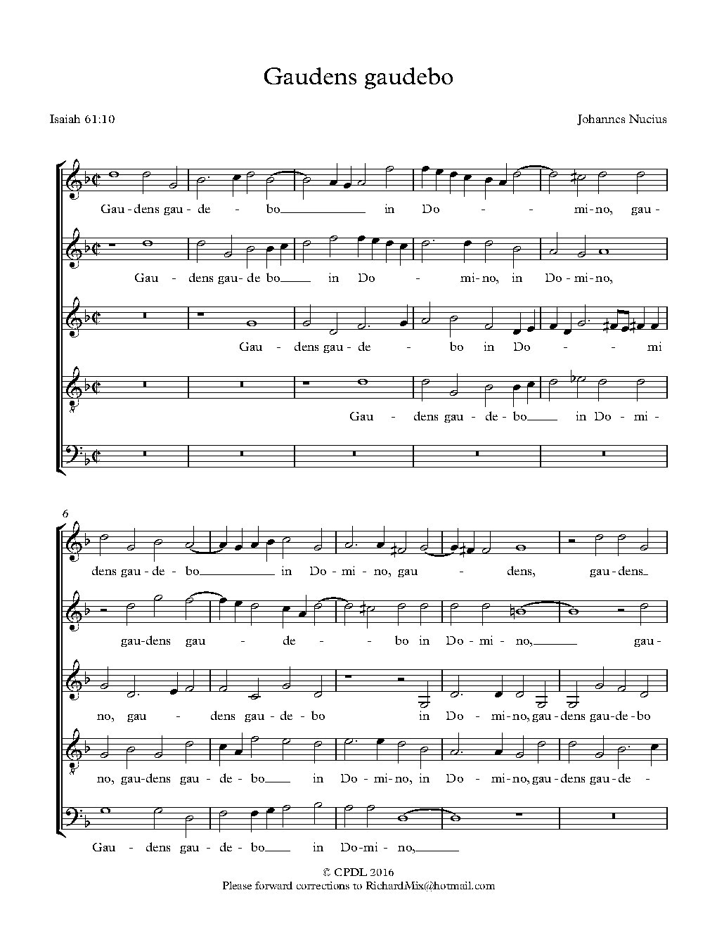 Gaudens gaudebo - Choir Script PDF Thumbnail