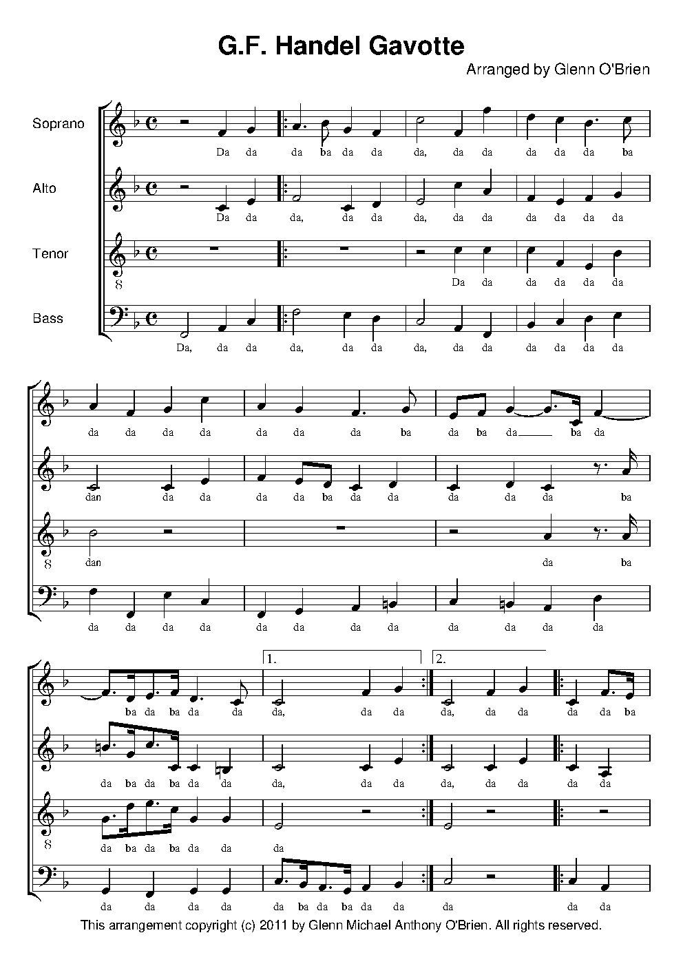 Gavotte (last movement from the Concerto Grosso Op. 3 No. 2)