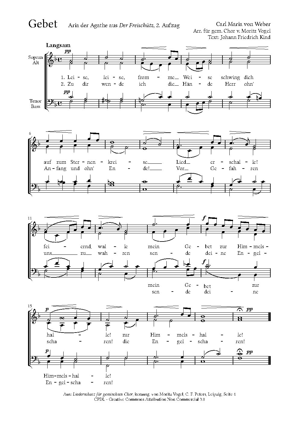 Gebet aus „Der Freischütz“ - Choir Script PDF Thumbnail