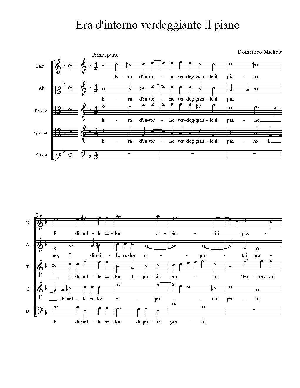Era d'intorno verdeggiante il piano