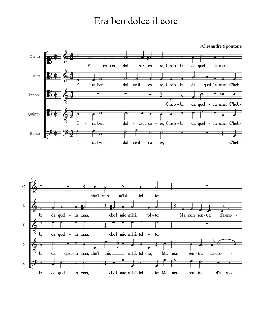 Era ben dolce il core - Choir Script PDF Thumbnail