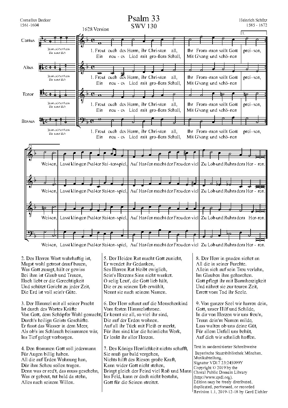 Freut euch des Herrn, ihr Christen all, SWV 130