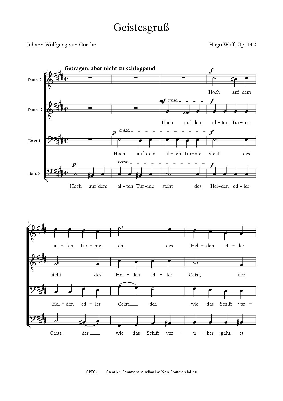 Geistesgruß, Op. 13, No. 2|3 Lieder für Männerchor a cappella, Op. 13