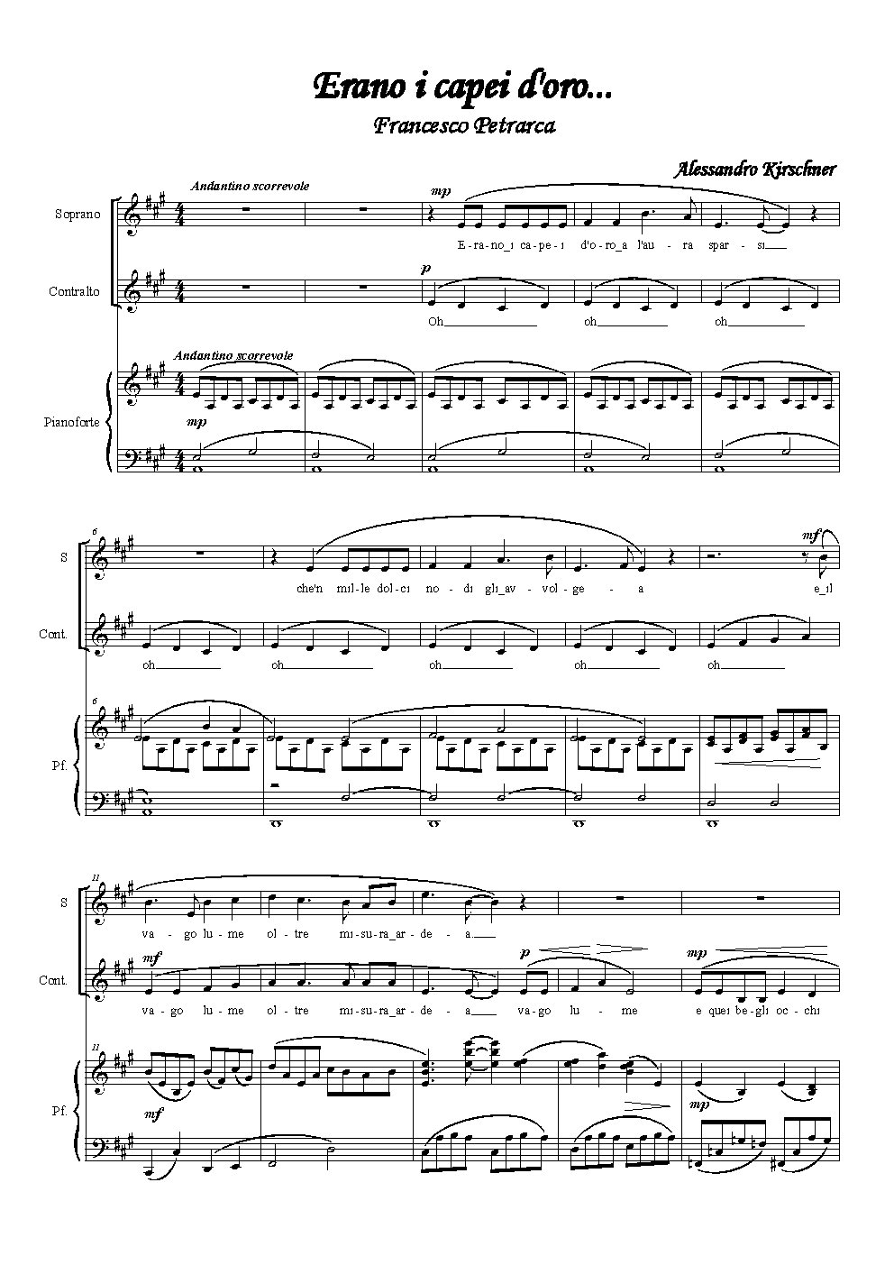 Erano i capei d'oro - Choir Script PDF Thumbnail