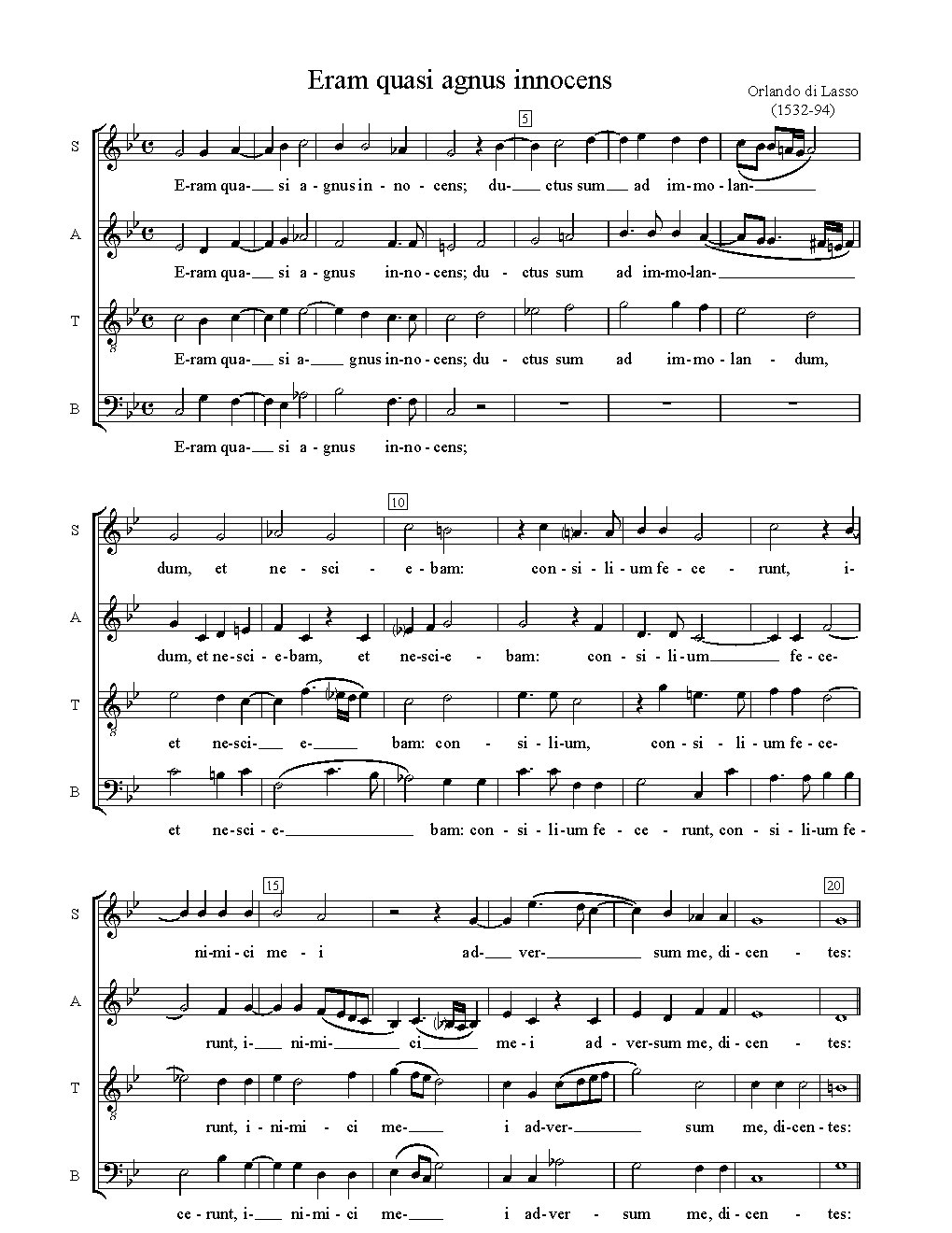 Eram quasi agnus - Choir Script PDF Thumbnail