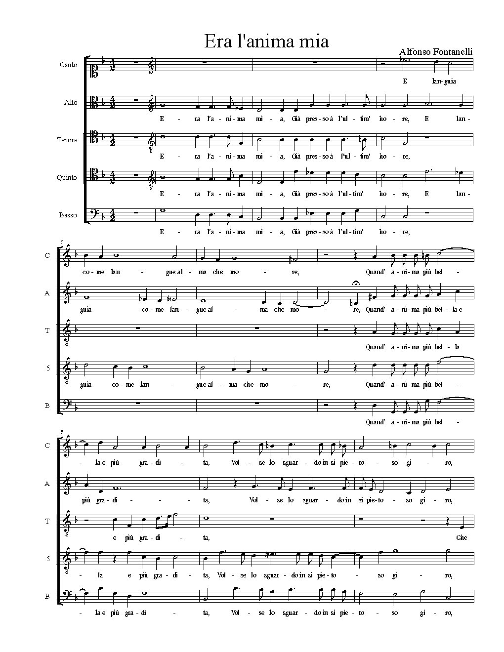 Era l'anima mia - Choir Script PDF Thumbnail