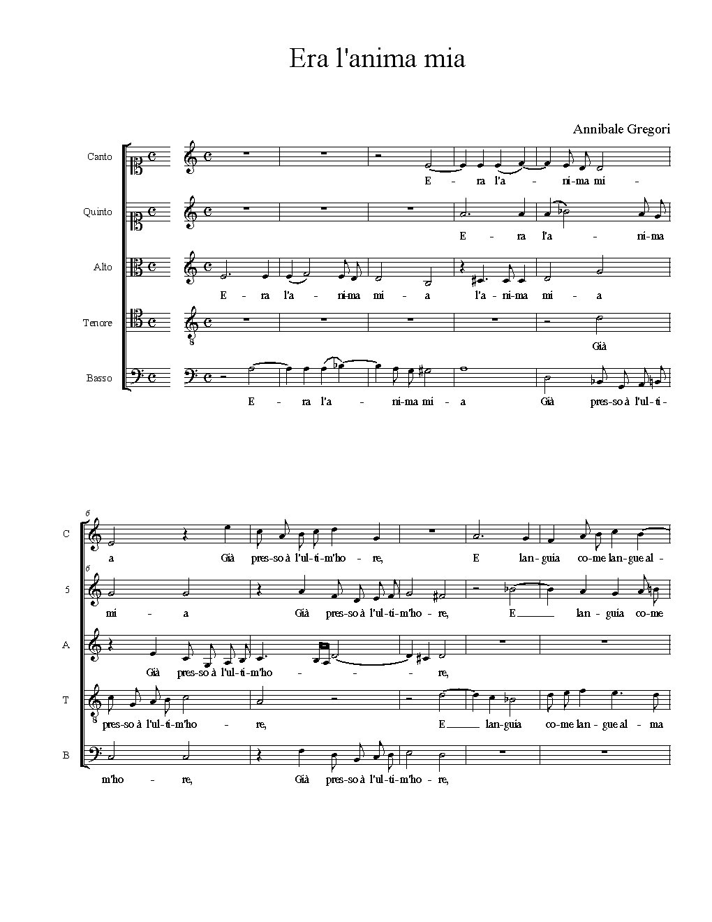 Era l'anima mia - Choir Script PDF Thumbnail
