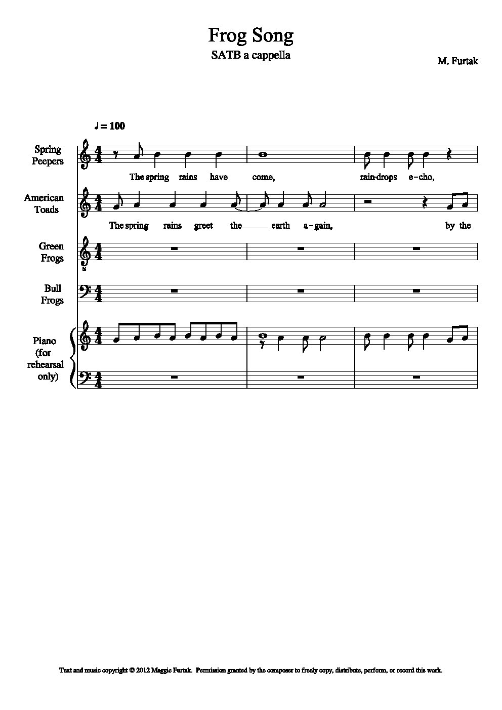 Frog song - Choir Script PDF Thumbnail