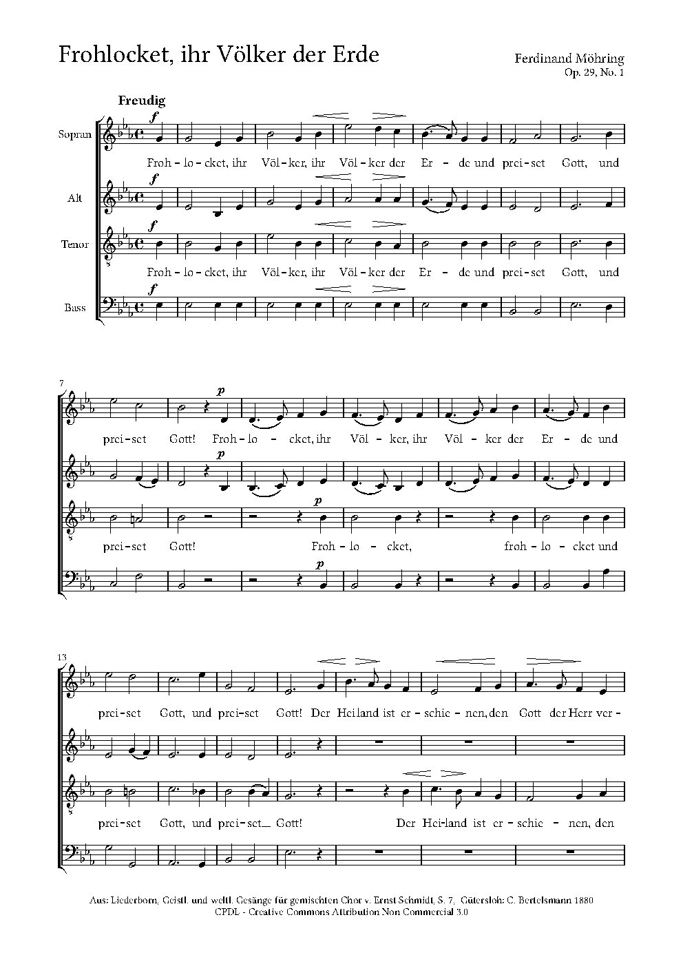 Frohlocket, ihr Völker der Erde - Choir Script PDF Thumbnail