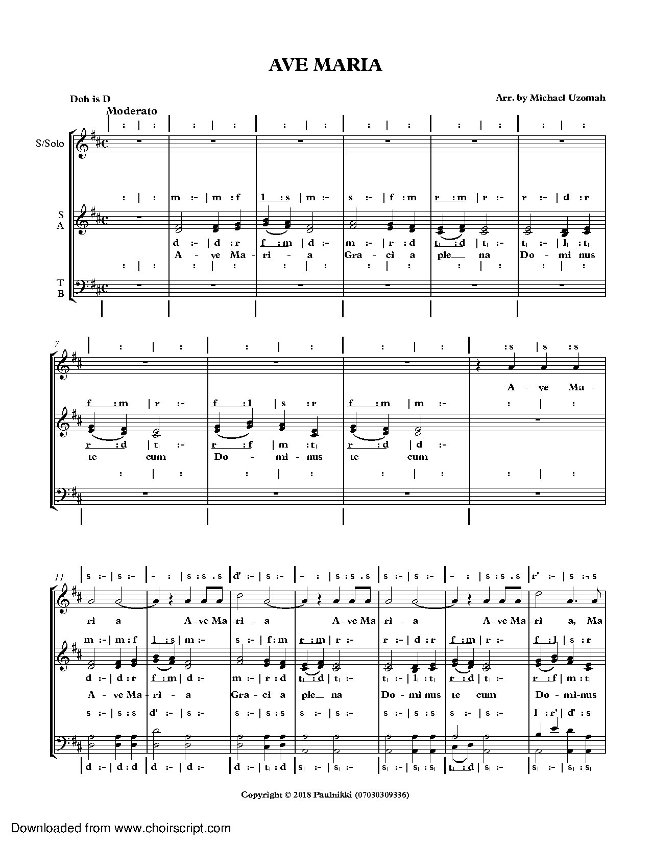 (Marian) Ave Maria - Litany - Michael Uzoma