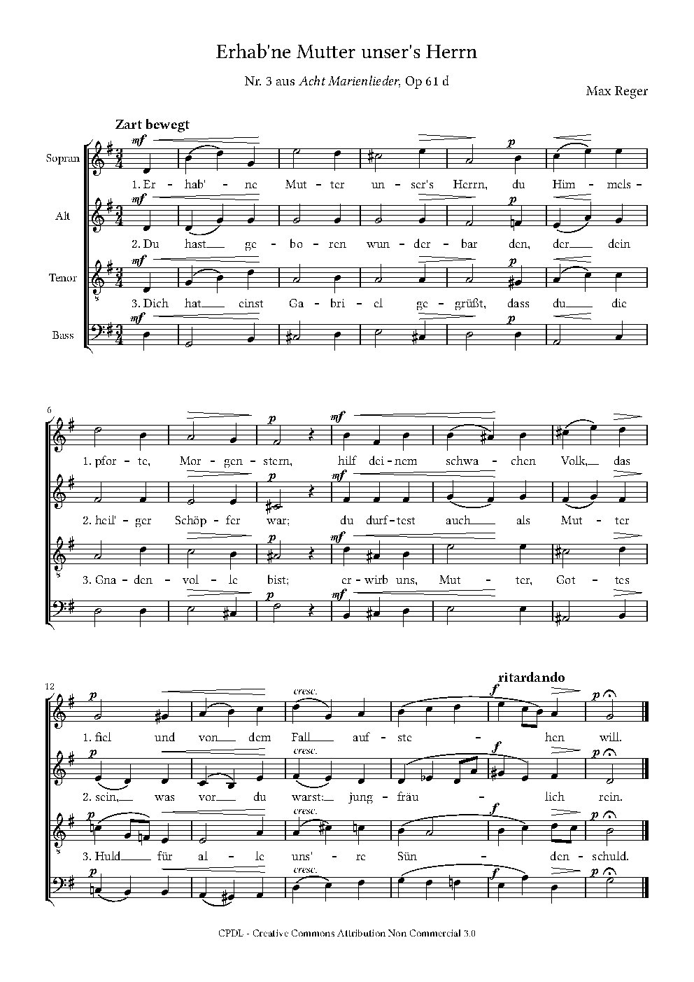 Erhab'ne Mutter unser's Herrn, Op. 61d,3