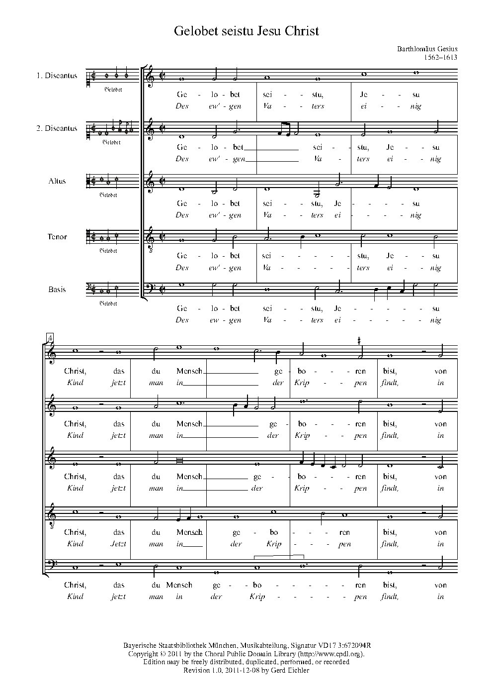 Gelobet seistu Jesu Christ