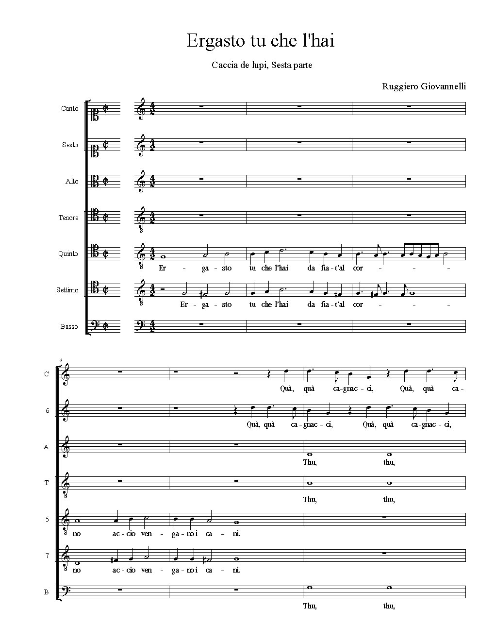 Ergasto tu che l'hai - Choir Script PDF Thumbnail
