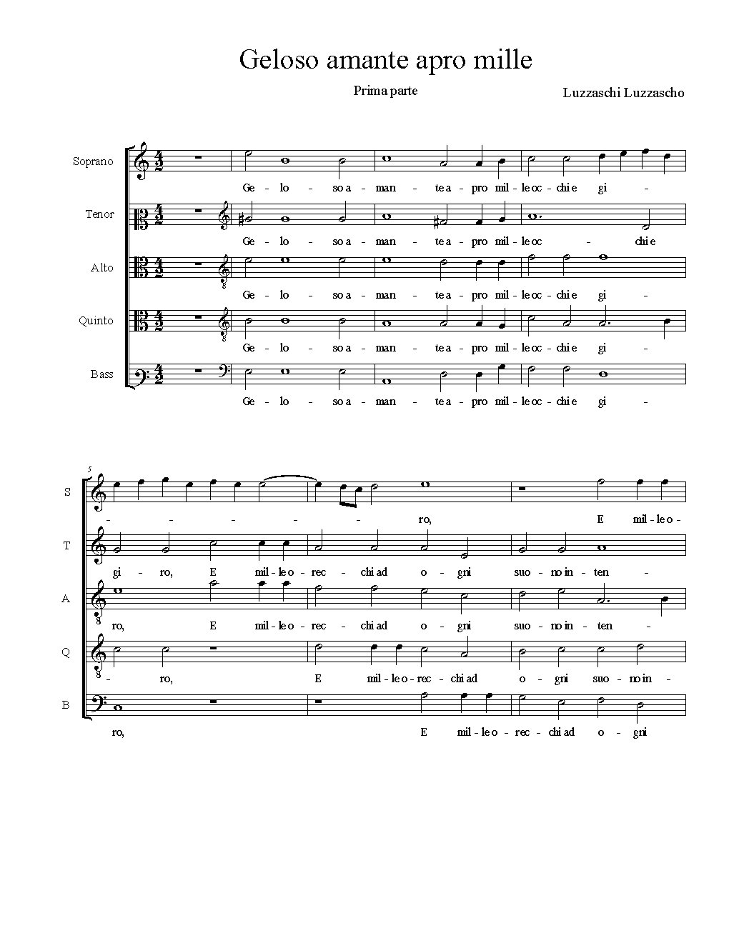 Geloso amante apro mille - Choir Script PDF Thumbnail