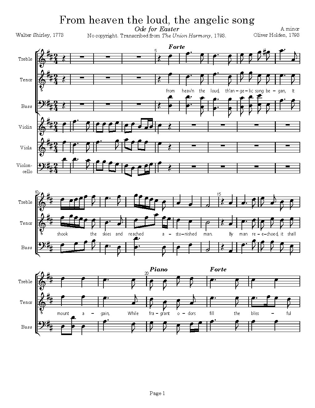 From heaven the loud, the angelic song