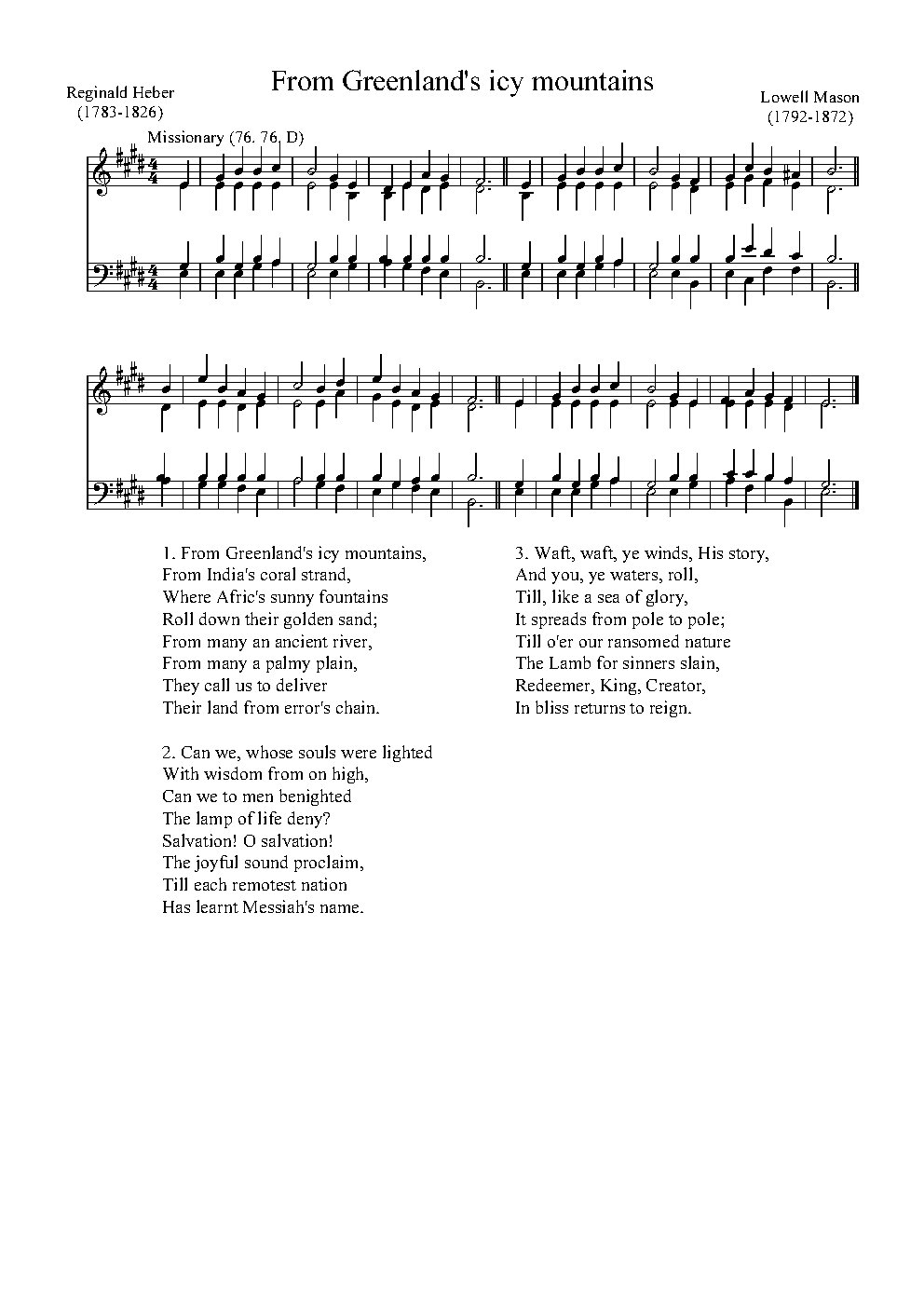 From Greenland's icy mountains - Choir Script PDF Thumbnail