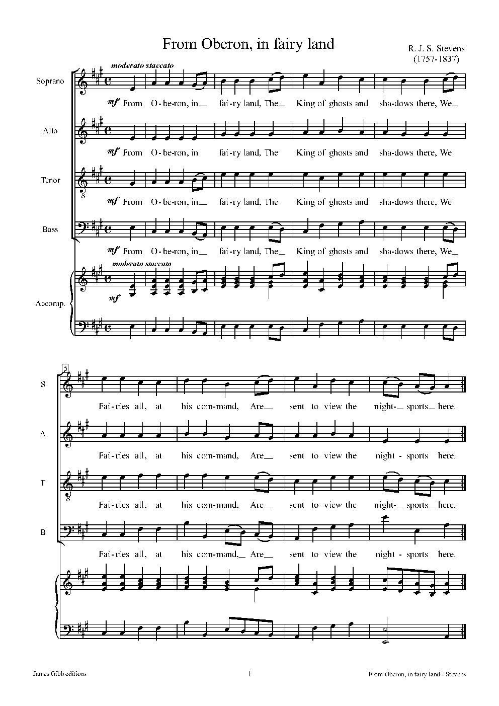 From Oberon, in Fairy land - Choir Script PDF Thumbnail