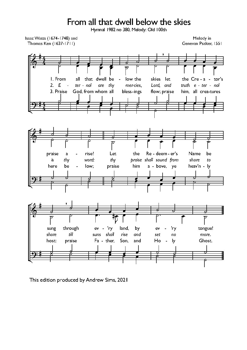 From all that dwell below the skies - Choir Script PDF Thumbnail