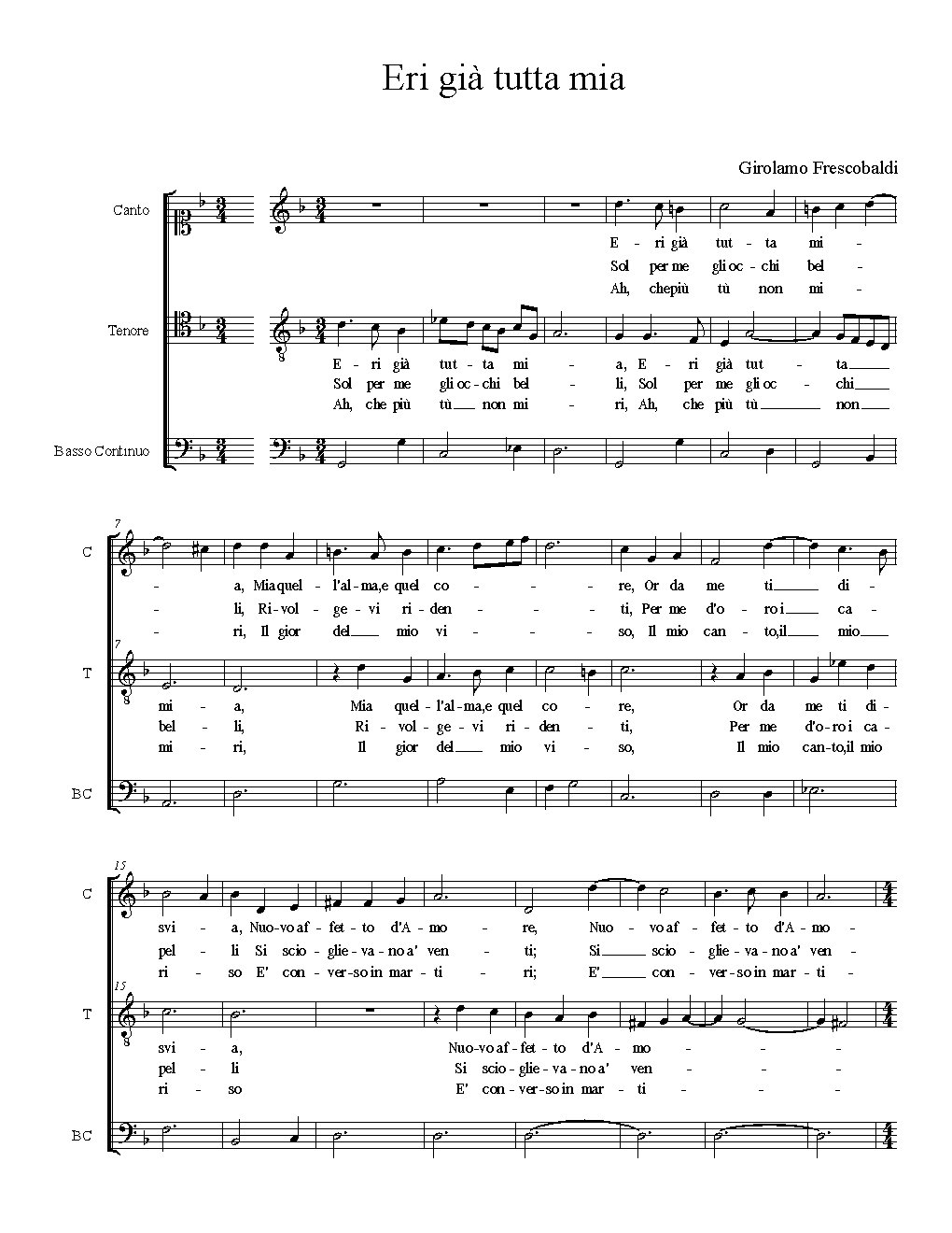 Eri già tutta mia - Choir Script PDF Thumbnail