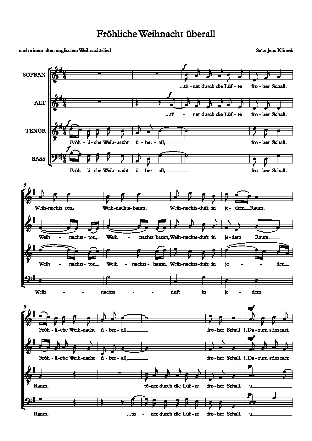 Fröhliche Weihnacht überall - Choir Script PDF Thumbnail