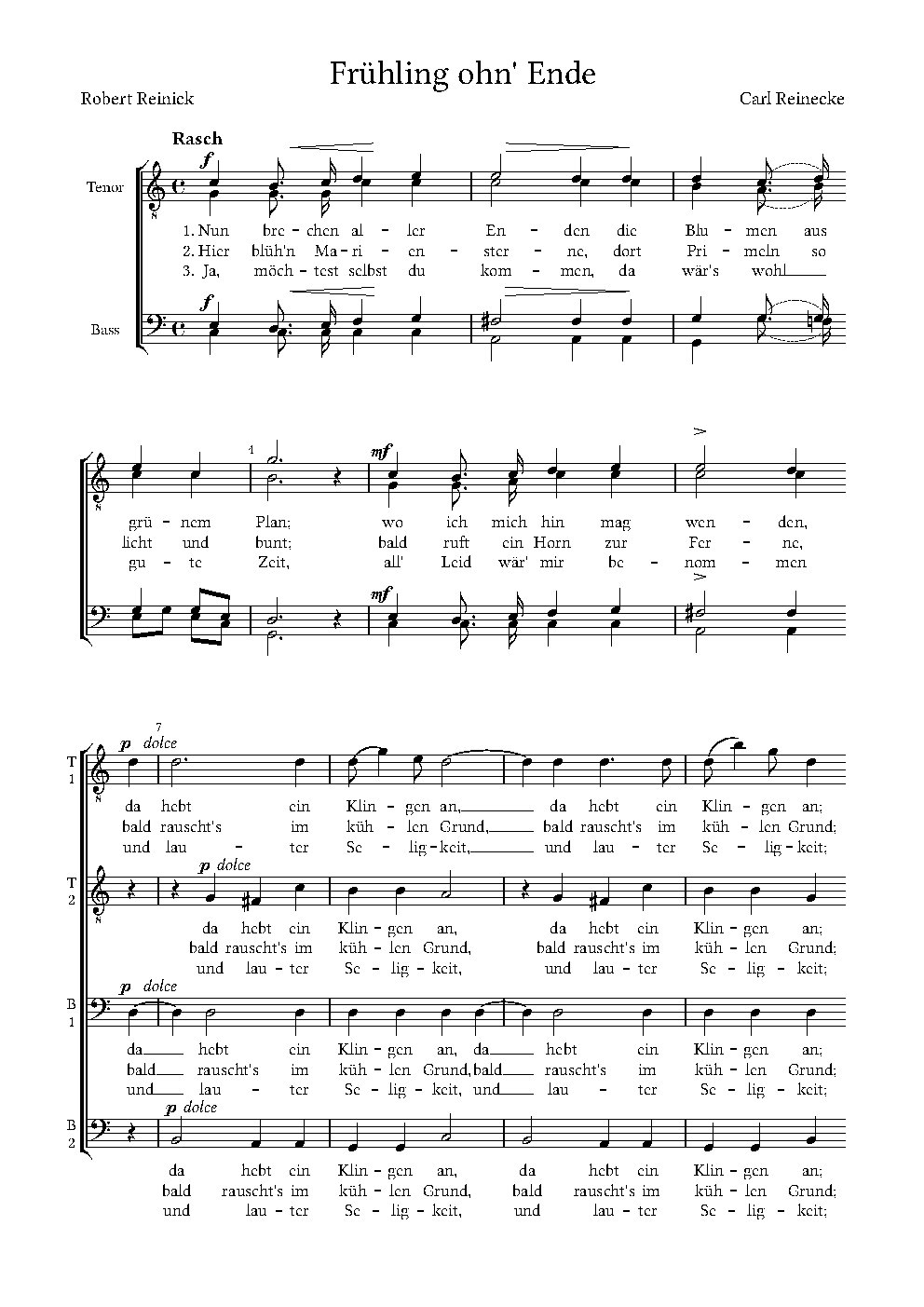 Frühling ohn' Ende, Op. 41, No. 1 - Choir Script PDF Thumbnail