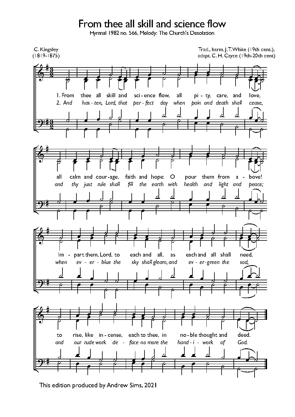 From thee all skill and science flow - Choir Script PDF Thumbnail