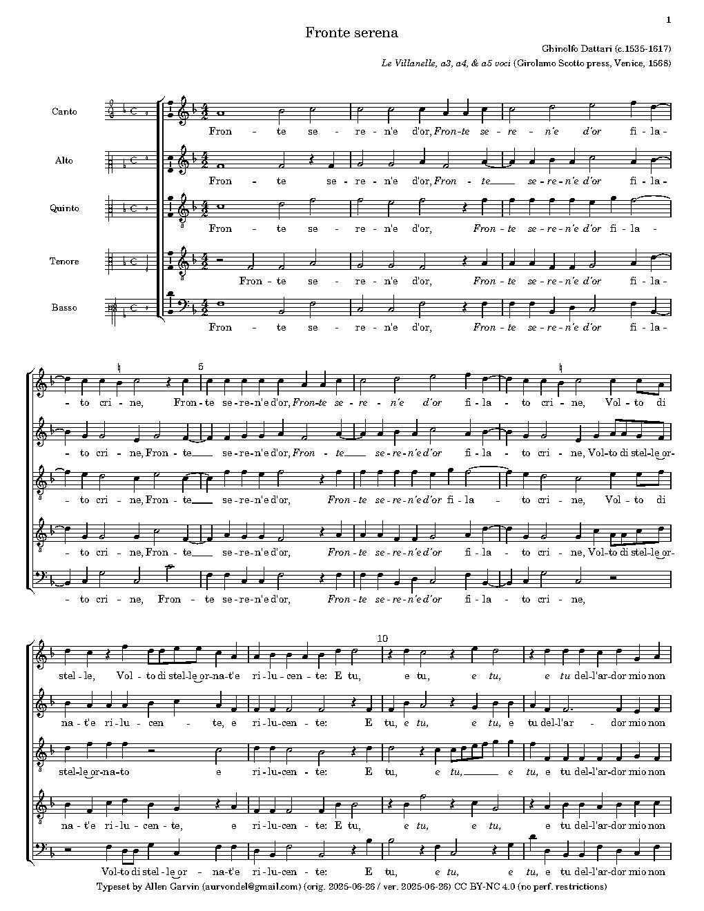 Fronte serena - Choir Script PDF Thumbnail