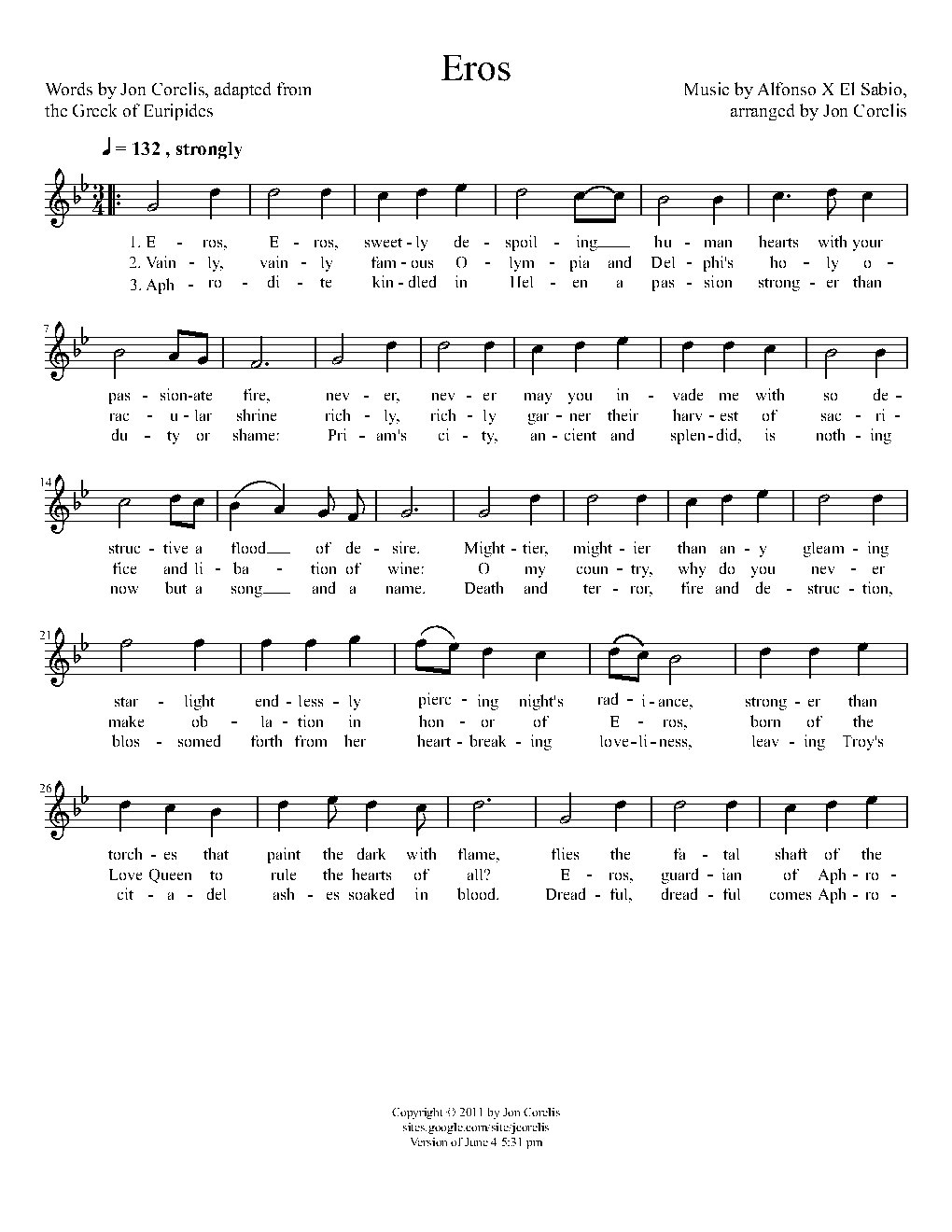 Eros: Chorus from Euripides' Hippolytos - Choir Script PDF Thumbnail
