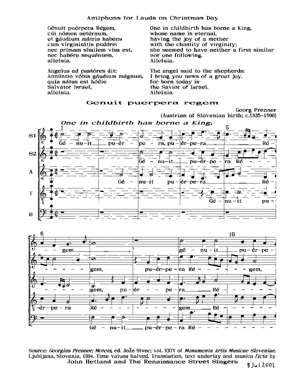Genuit puerpera regem - Choir Script PDF Thumbnail