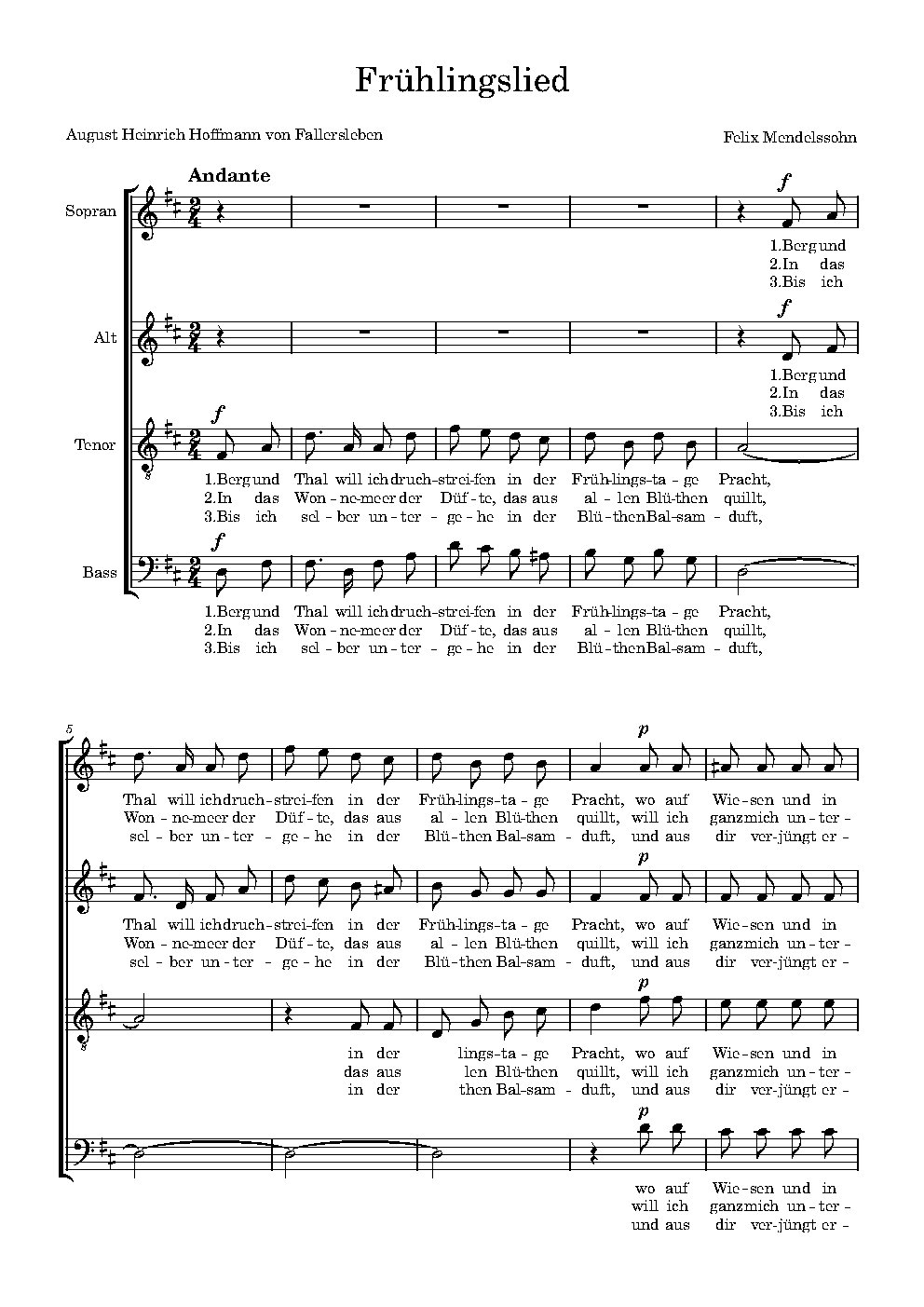 Frühlingslied, Op. 100, No. 3 - Choir Script PDF Thumbnail