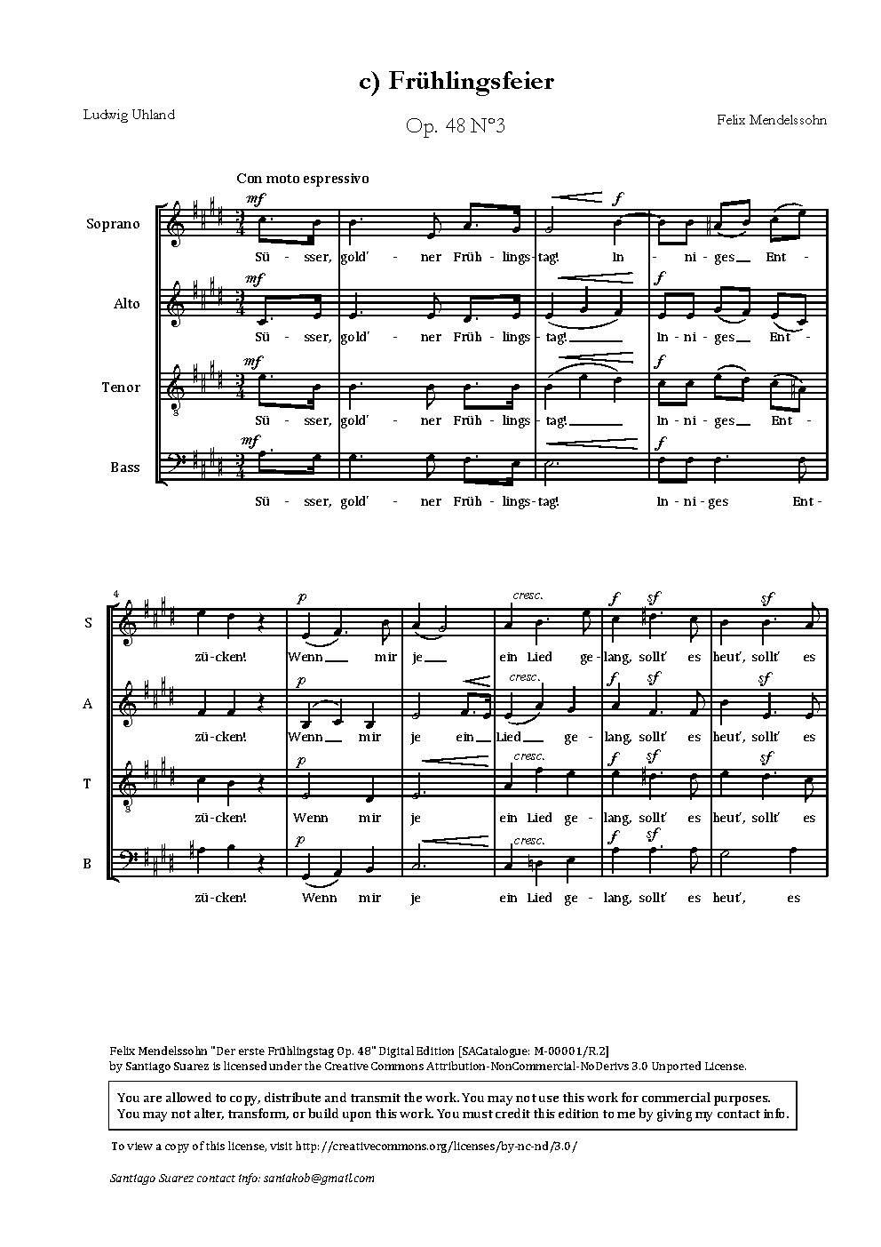 Frühlingsfeier, Op. 48, No. 3 - Choir Script PDF Thumbnail