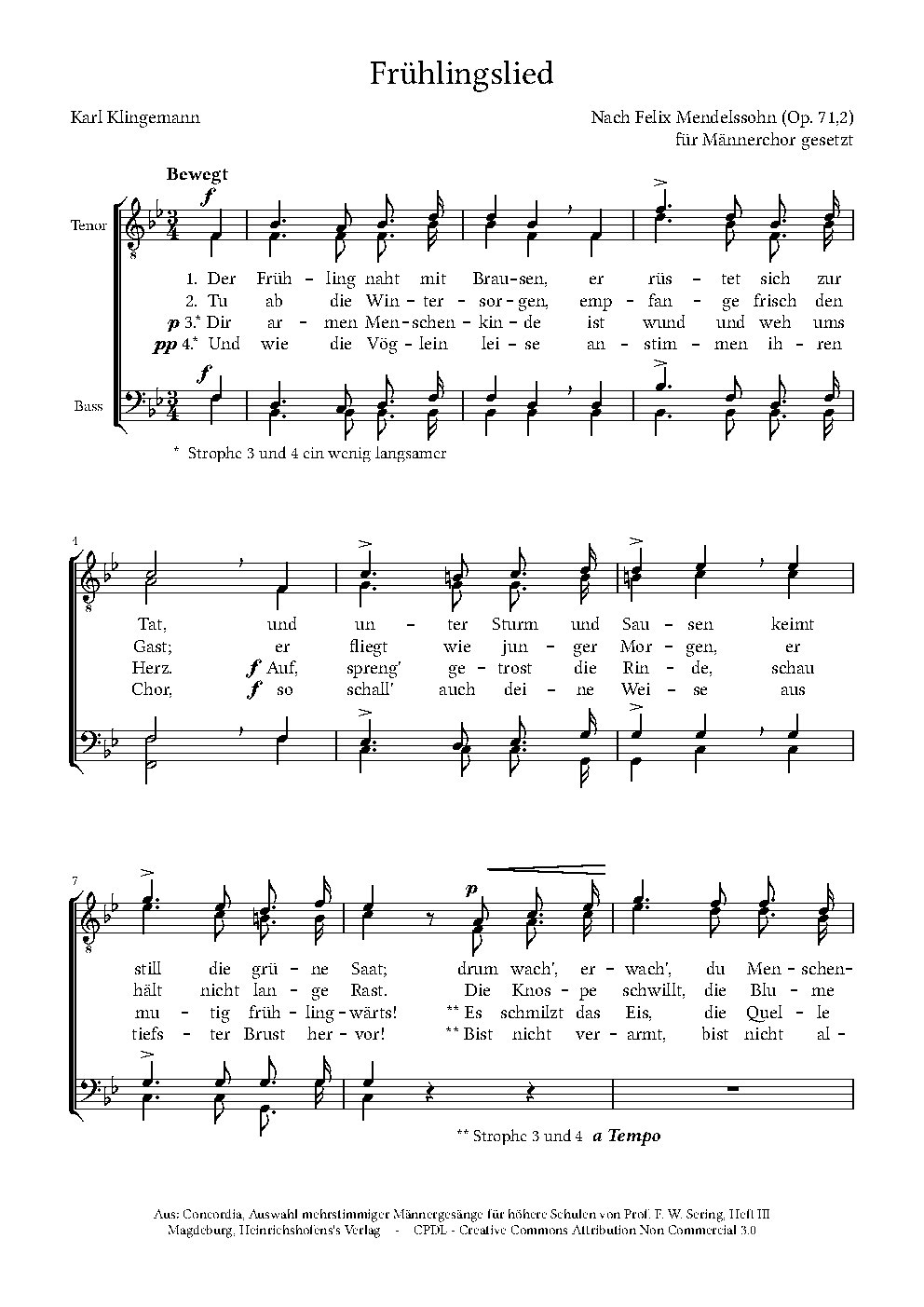 Frühlingslied, Op. 71, No. 2