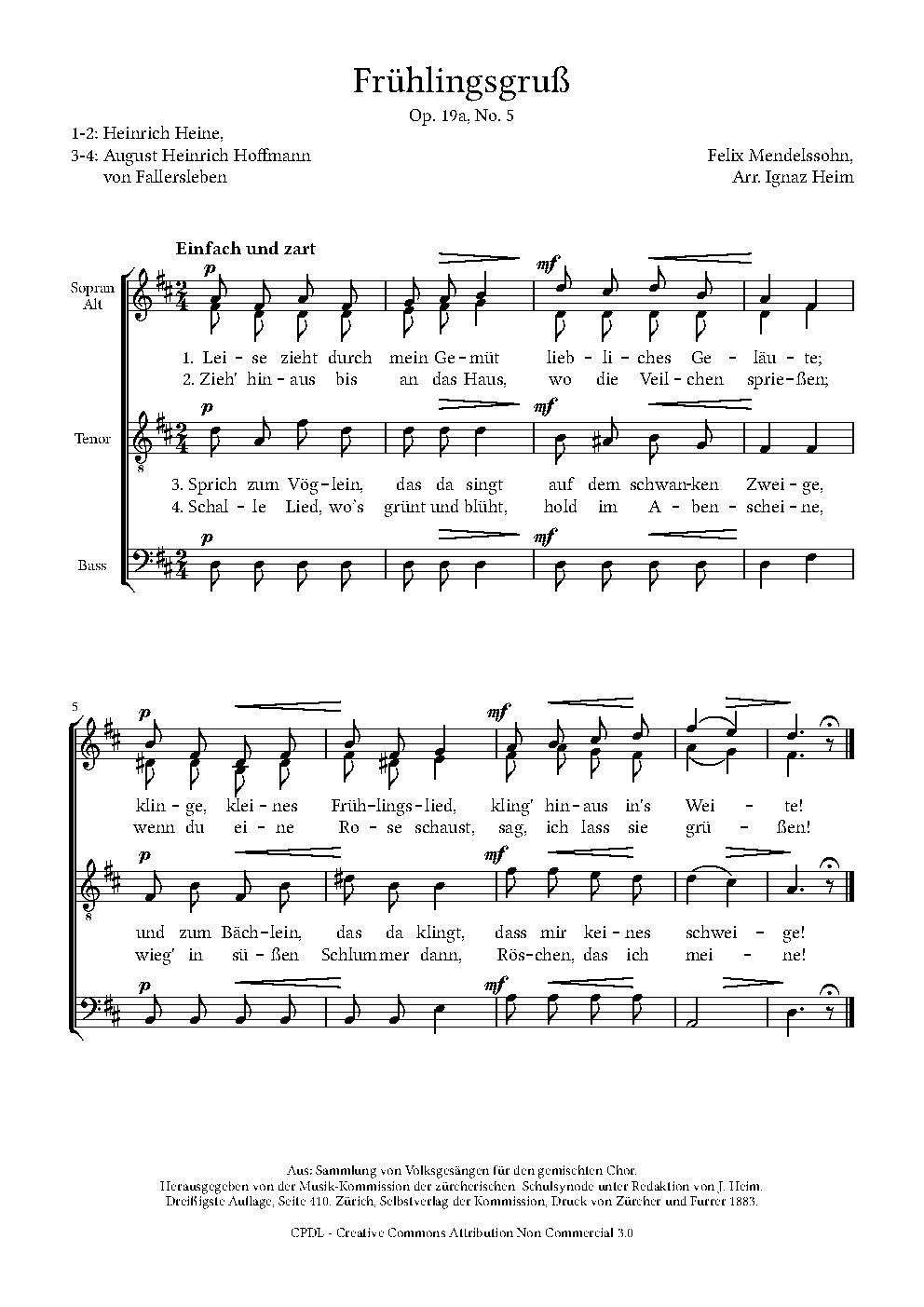 Frühlingsgruß, Op. 19a, No. 5 - Choir Script PDF Thumbnail