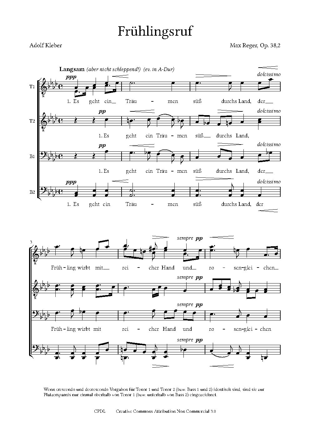 Frühlingsruf, Op. 38, No. 2 - Choir Script PDF Thumbnail