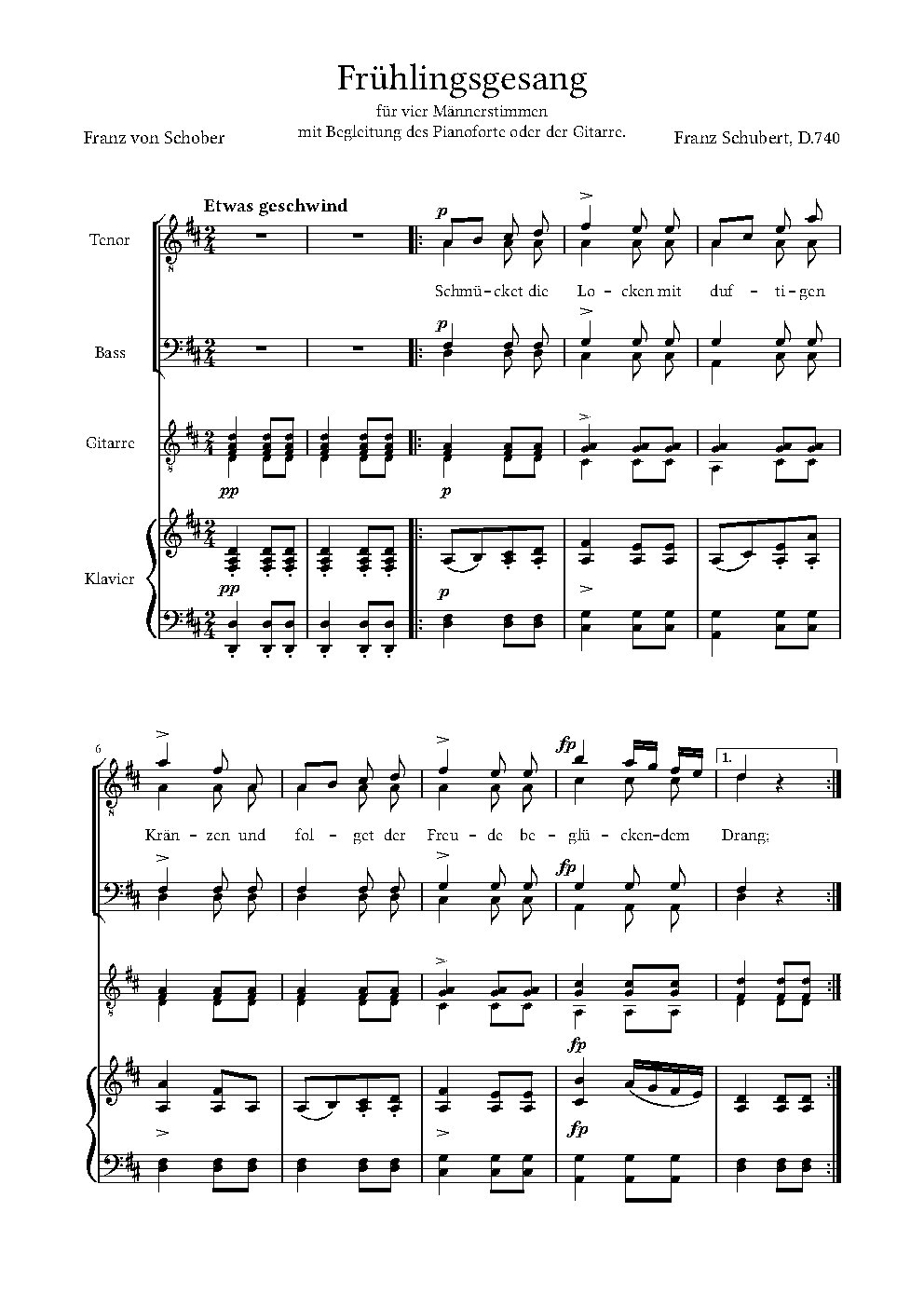 Frühlingsgesang, D.740
