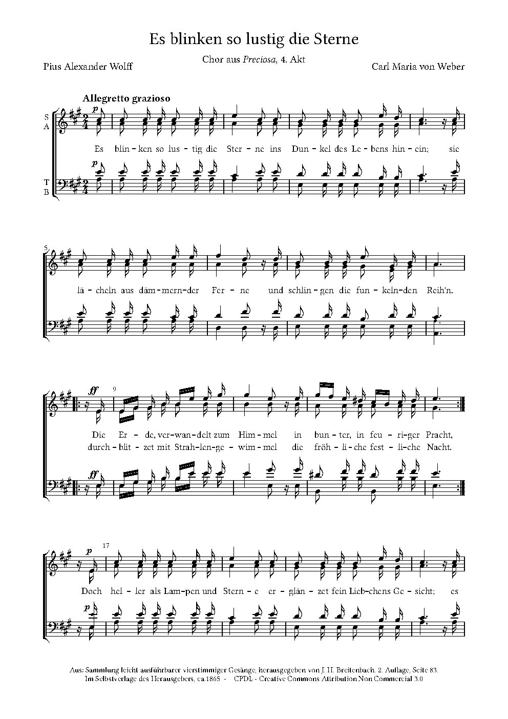Es blinken so lustig die Sterne - Choir Script PDF Thumbnail