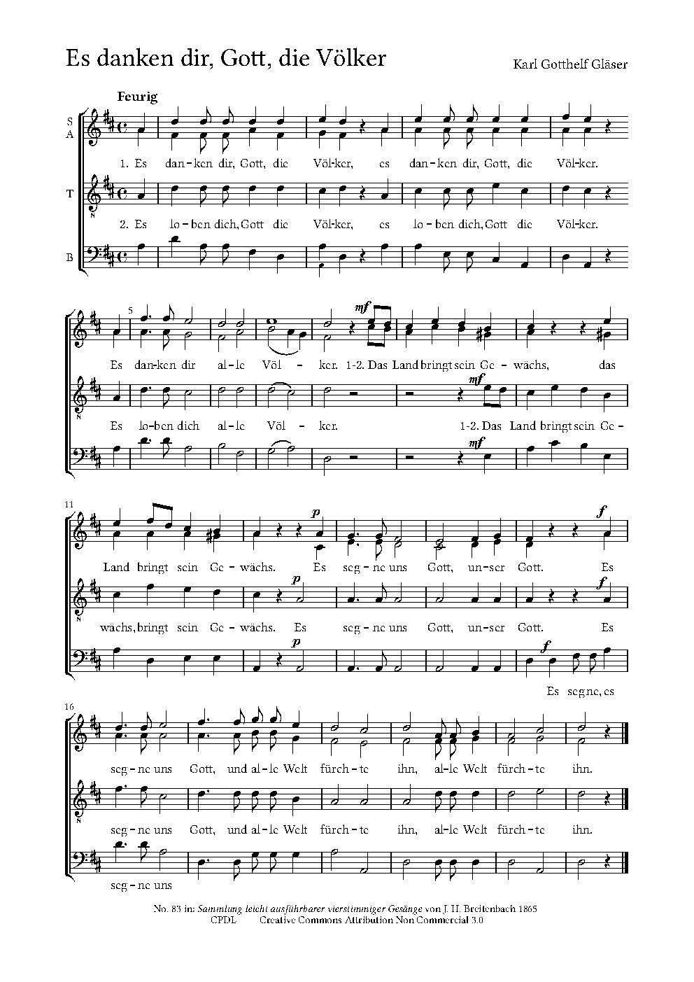 Es danken dir, Gott, die Völker - Choir Script PDF Thumbnail