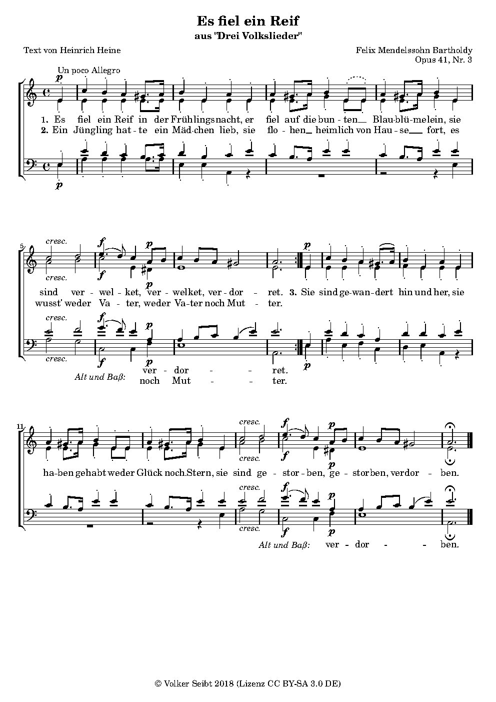 Es fiel ein Reif, Op. 41, No. 3