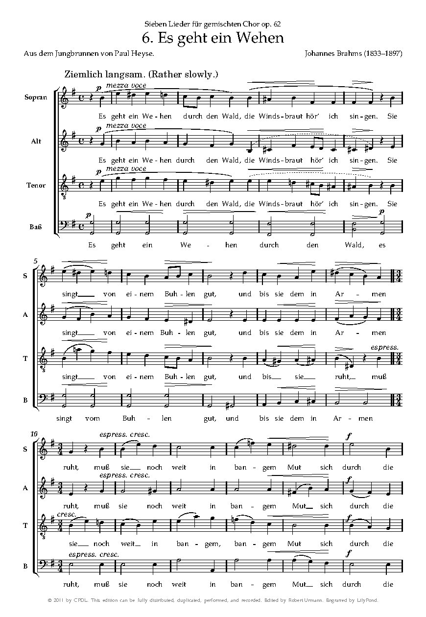 Es geht ein Wehen, Op. 62, No. 6