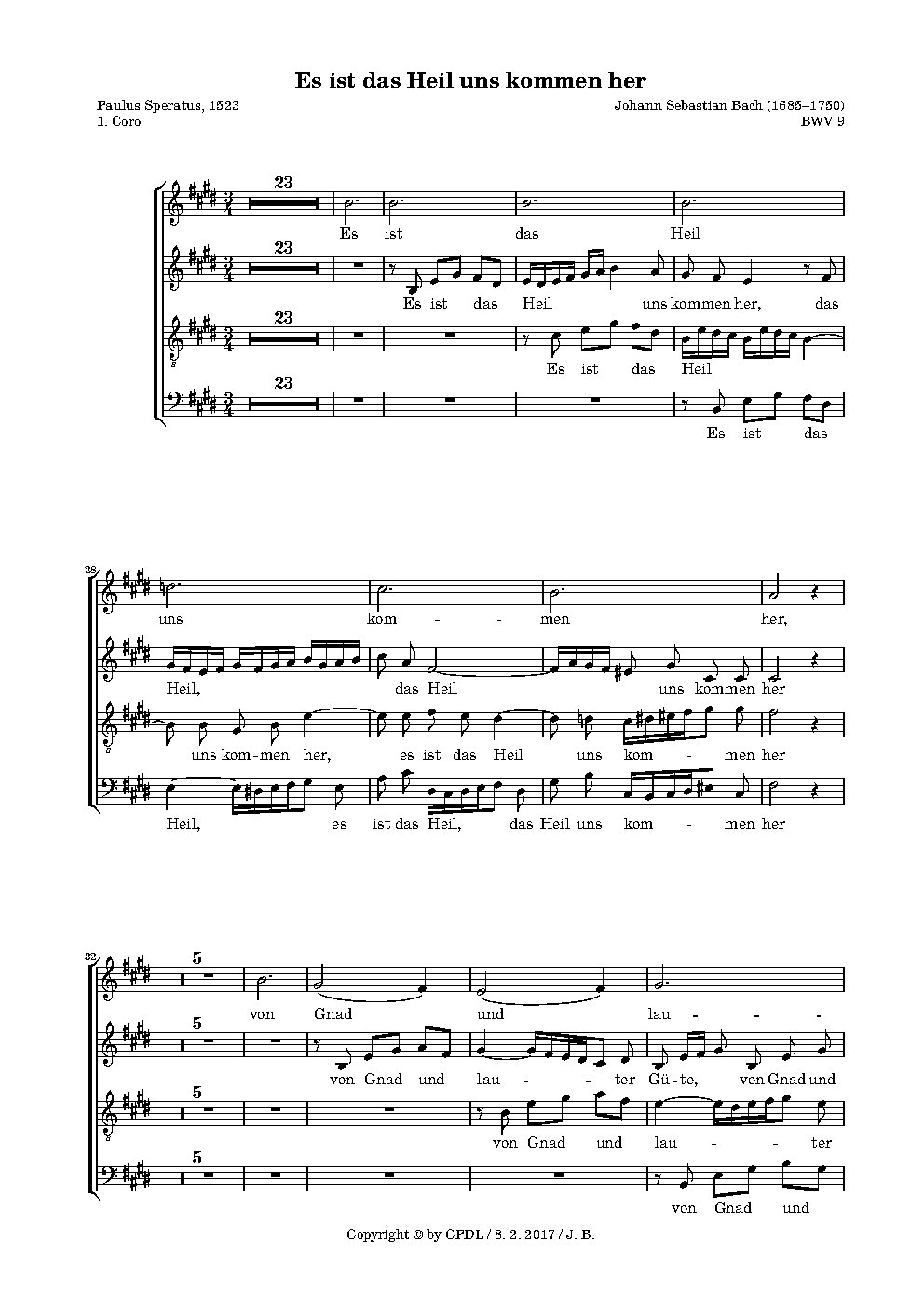 Es ist das Heil uns kommen her, BWV 9