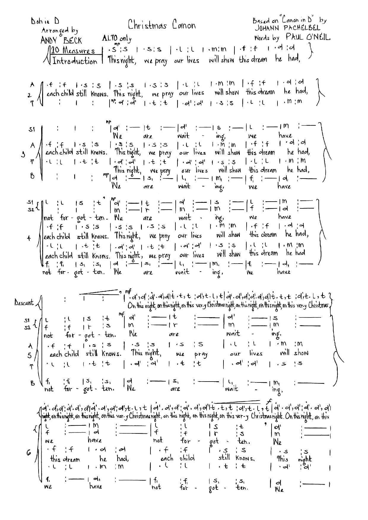 (Xmas) Christmas Canon - Download Choir Script PDF