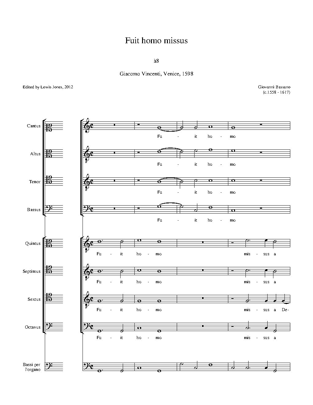 Fuit homo missus a 8 - Choir Script PDF Thumbnail