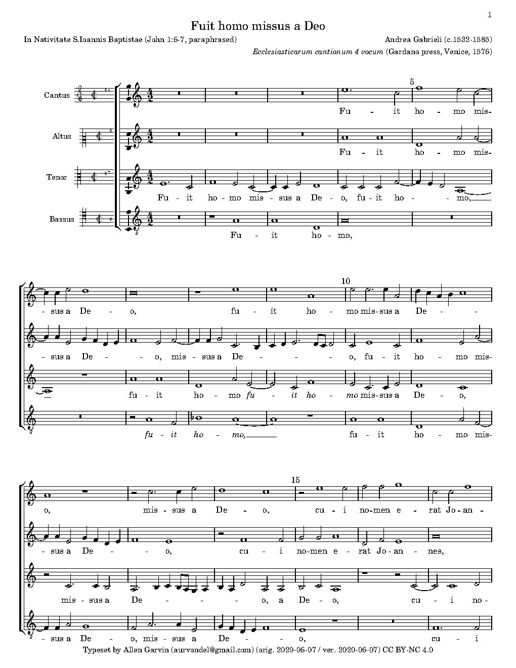 Fuit homo missus a Deo - Choir Script PDF Thumbnail