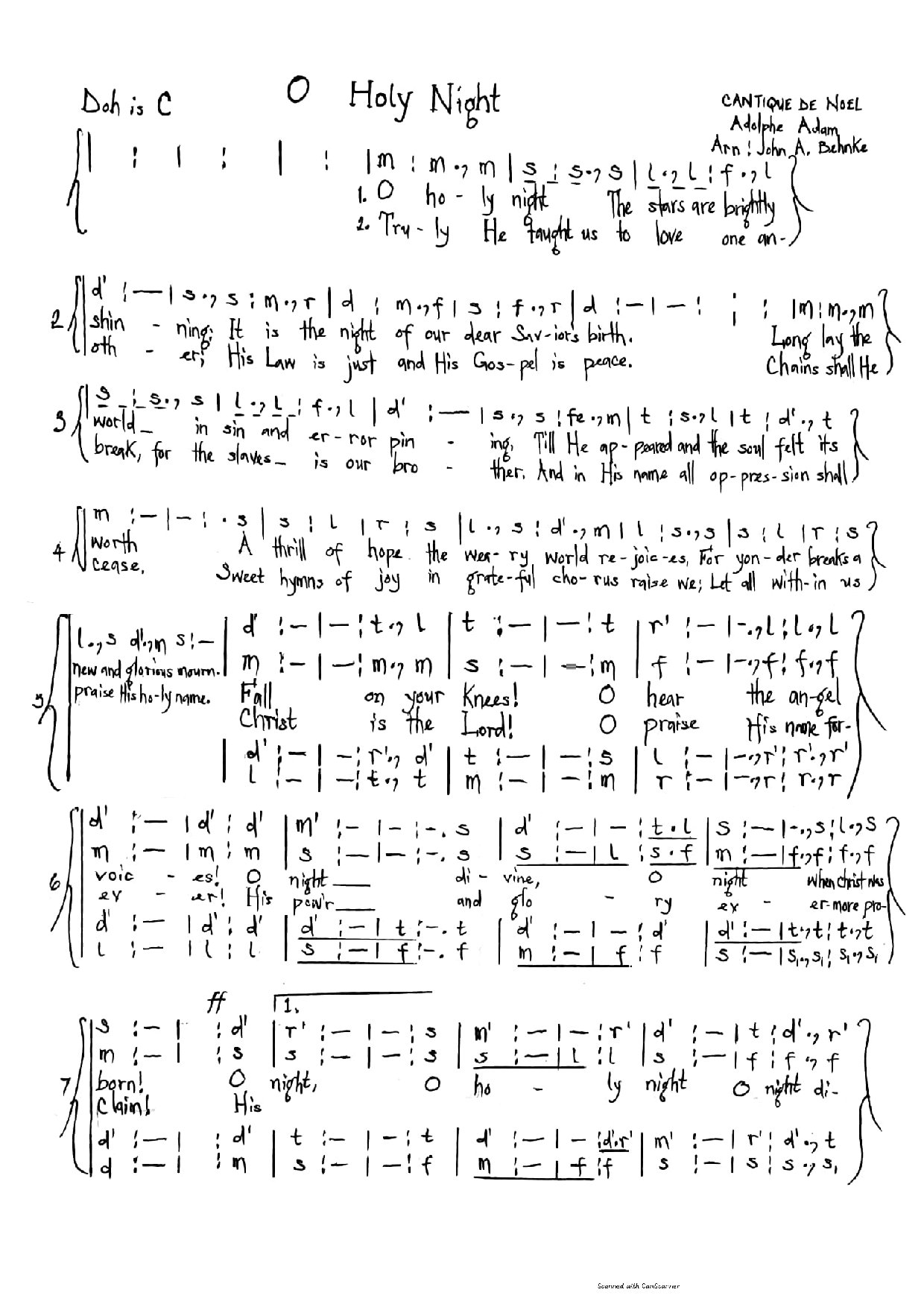 (Xmas) O Holy Night - Download Choir Script PDF