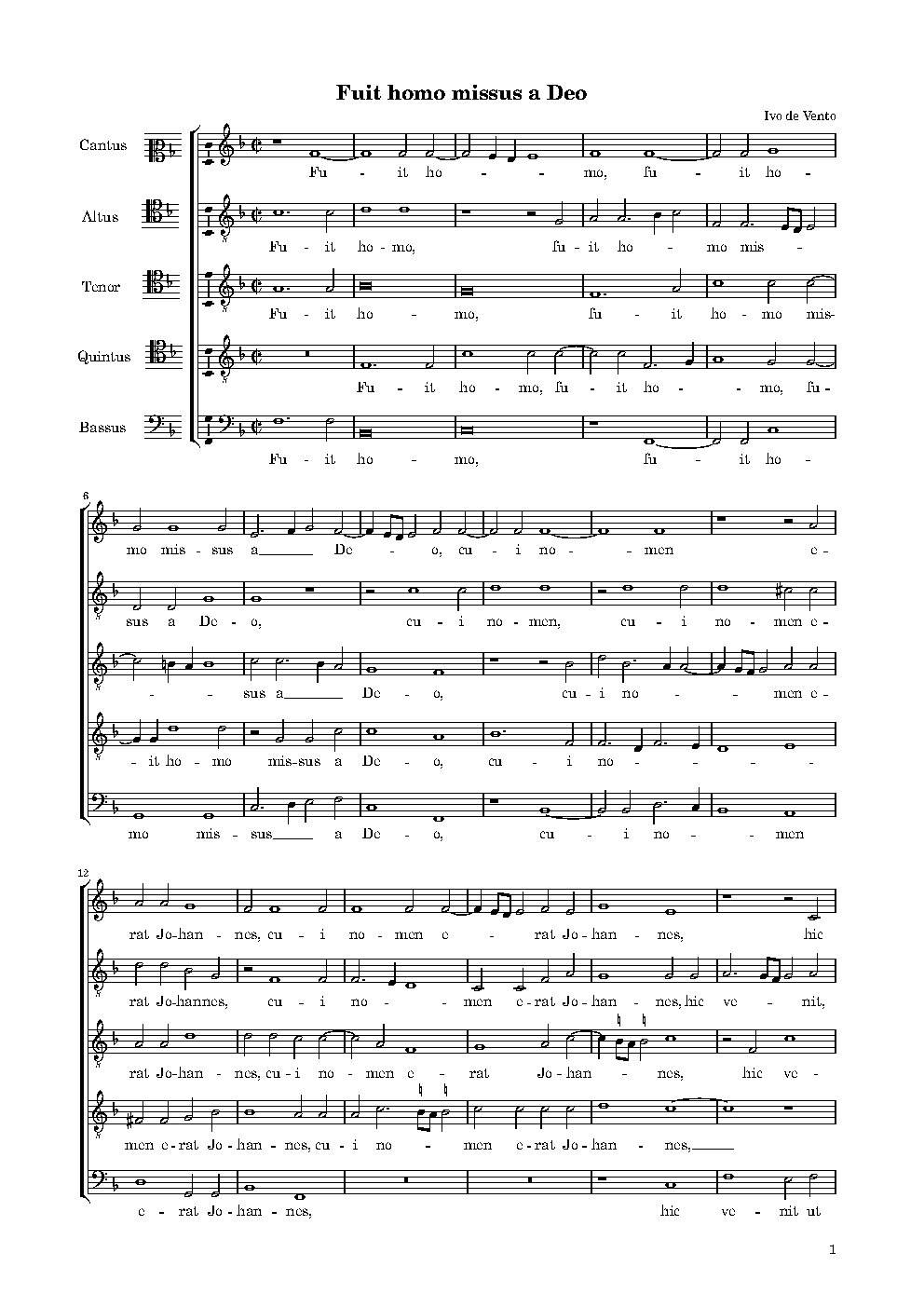 Fuit homo missus a Deo - Choir Script PDF Thumbnail