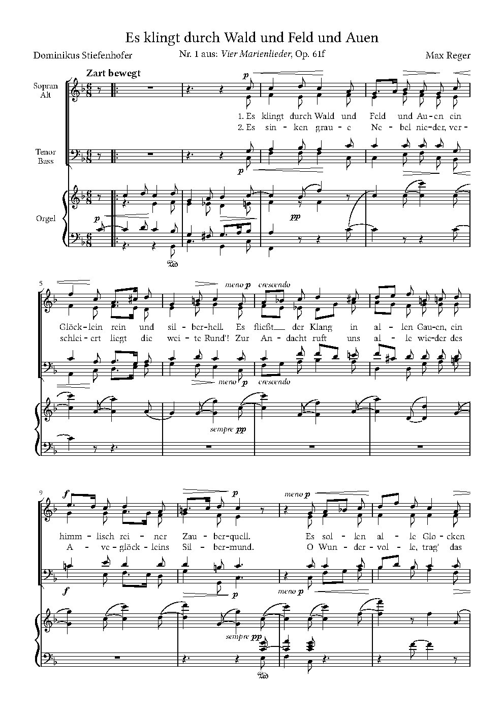 Es klingt durch Wald und Feld und Auen, Op. 61f No. 1