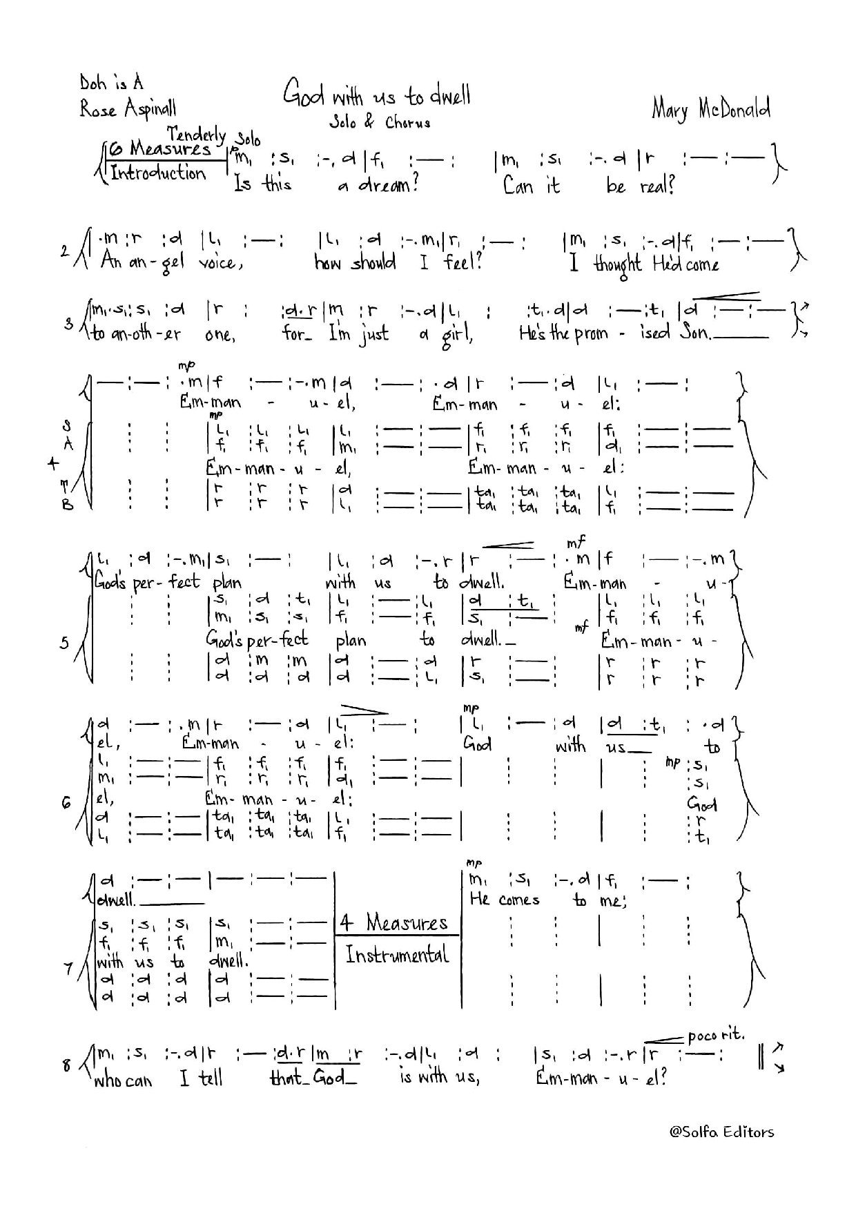 (Xmas) God With Us To Dwell - Mcdonald - Download Choir Script PDF